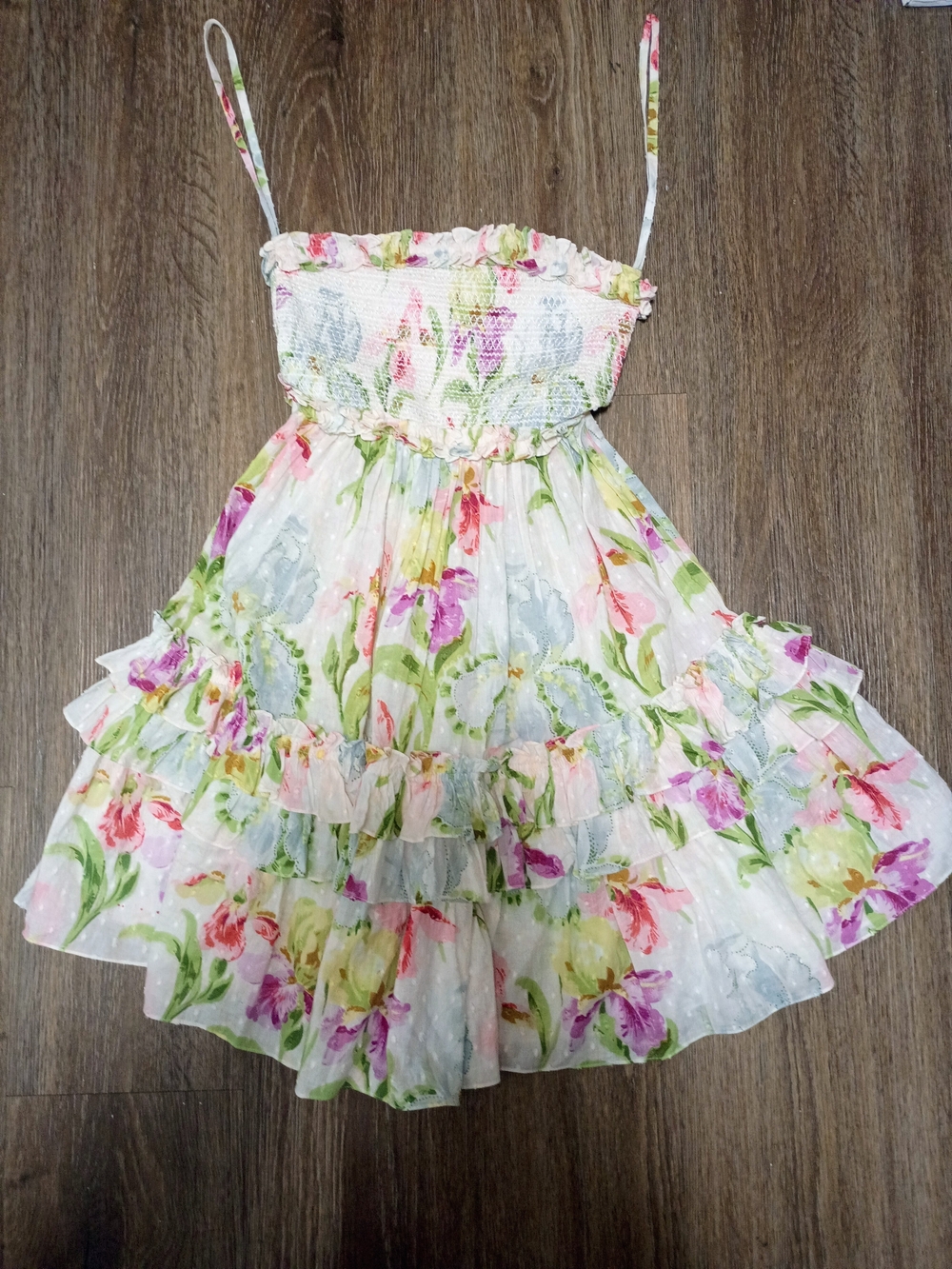 Needle & Thread Floral Ruffle Tiered Sundress - Pink & Green